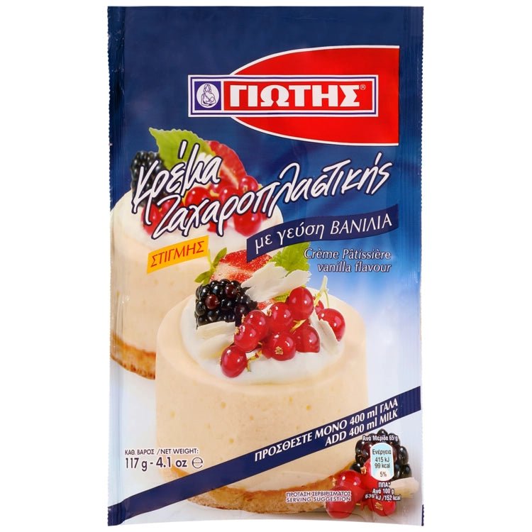 Cremé Zacharoplastikis Vanille (117g) Jotis von Jotis bei Araxxon - Hochwertiges griechisches Produkt. Cremé Zacharoplastikis Vanille (117g) Jotis από Jotis στο Araxxon - Αυθεντικό ελληνικό προϊόν.